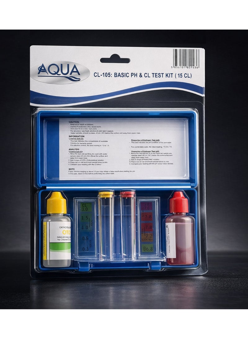 أكوا صويممينع Pوول Wاتير طيست خيت فور Cهلوريني & پح | Bاسيچ CL & پح طيستينع خيت (15 CL) | إچچوراتي Pوول & صپا Wاتير Bالانچي طيستير - Image 1